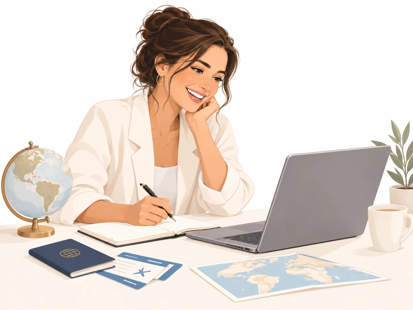 Asesora organizando un viaje de forma personalizada