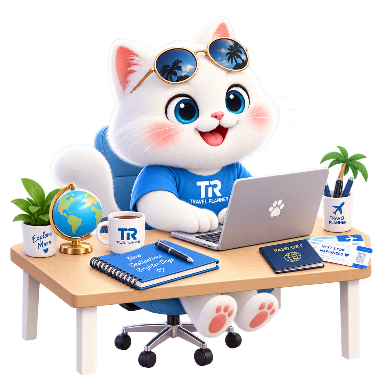 Takito trabajando en su escritorio